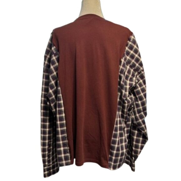 Handmade One of a Kind Multicolor Upcycled Long Sleeve Pullover Shirt - Picture 4 of 6